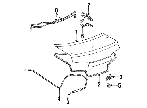 1992 Toyota Paseo Cable Sub-Assy, Luggage Door Lock Control Diagram for 64607-16320