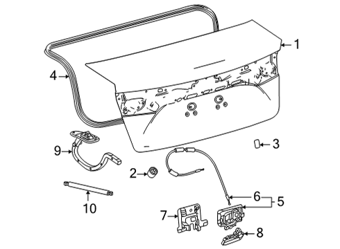 2019 Toyota Mirai Trunk Lid & Components Diagram