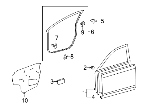 2011 Toyota Matrix Front Door, Body Diagram