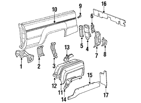 1987 Toyota 4Runner Mudguard Sub-Assy, Quarter Panel, Rear RH Diagram for 76625-89104