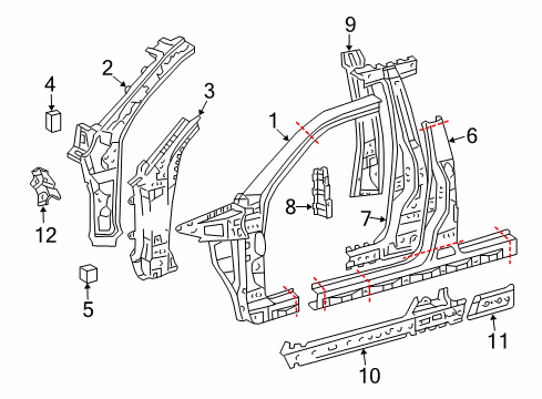 2005 Toyota 4Runner Center Pillar & Rocker, Hinge Pillar Diagram