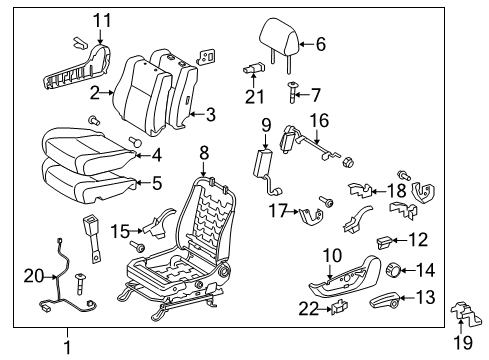 2010 Toyota Sequoia Front Seat Back Cover, Left(For Separate Type) Diagram for 71074-0C730-B0