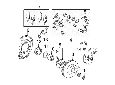 2001 Toyota Solara Brake Components, Brakes Diagram 1 - Thumbnail