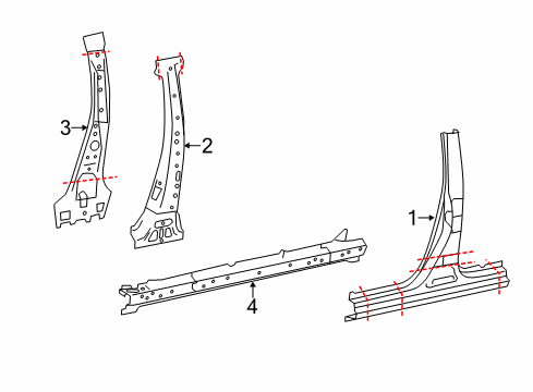 2017 Toyota Corolla Center Pillar & Rocker, Outer Passenger Side Diagram for 61311-02300