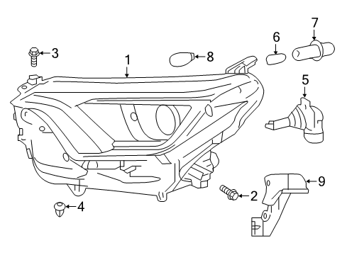 2016 Toyota RAV4 Passenger Side Headlight Unit Assembly Diagram for 81130-42640