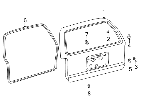 2001 Toyota 4Runner Panel Sub-Assy, Back Door Diagram for 67005-35350