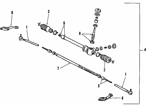 1985 Toyota Corolla Housing Sub-Assembly, Steering Rack Diagram for 45501-12080