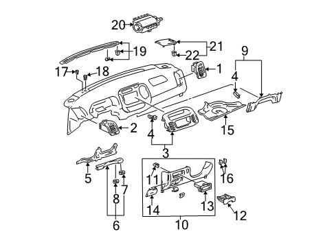 2006 Toyota Camry Panel, Instrument Panel Finish, Lower Center Diagram for 55434-06030-E0