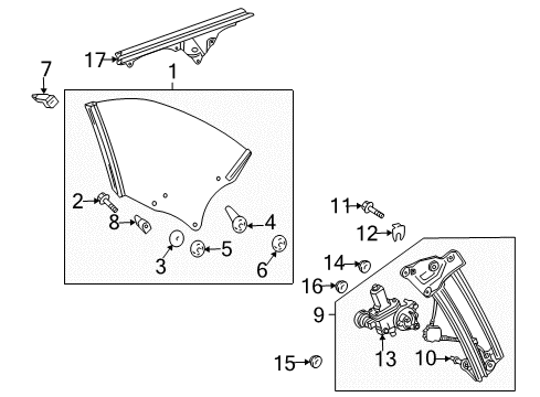 2005 Toyota Solara Regulator Sub-Assy, Quarter Window, LH Diagram for 69804-06050