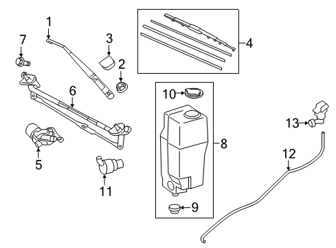 2023 Toyota Tacoma Wiper Blade, Driver Side Diagram for 85222-04040