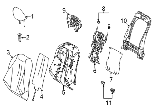 2023 Toyota Mirai Seat Back Frame, Driver Side Diagram for 71014-62110