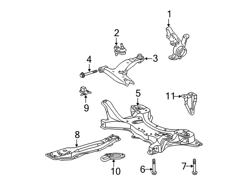 2011 Toyota Corolla Front Suspension, Control Arm, Stabilizer Bar Diagram 1 - Thumbnail