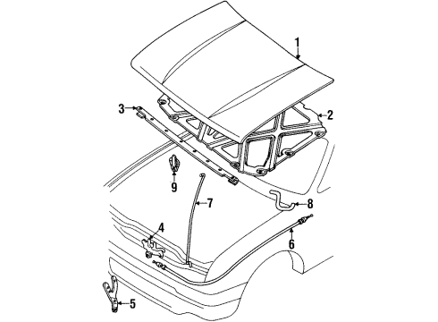 1995 Toyota 4Runner Hood & Components, Body Diagram