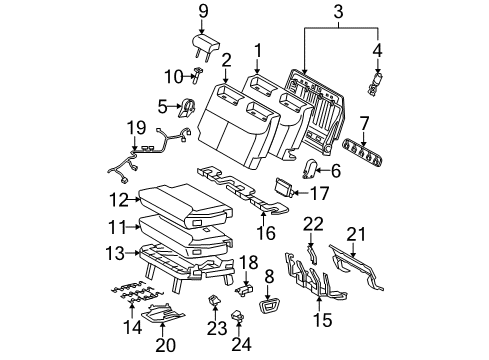 2008 Toyota Sienna No.2 Seat Back Cover Sub-Assembly, Left Diagram for 79024-08400-E0