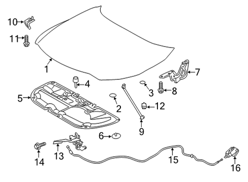 2023 Toyota Venza Release Cable, Front Diagram for 53630-48130