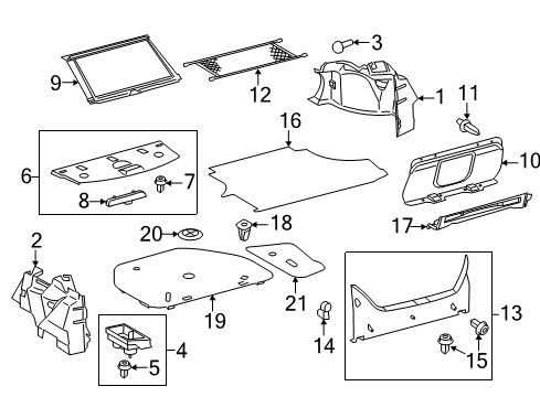 2011 Toyota Avalon Cover, Luggage Compartment Trim, Rear Diagram for 64713-AC020-C0