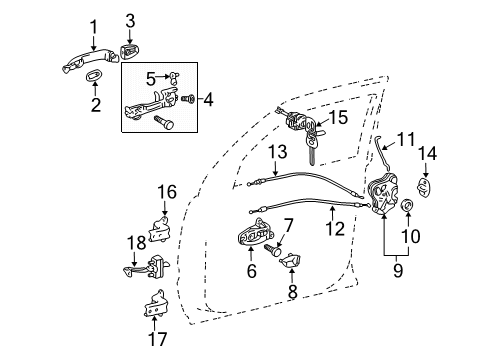 2018 Toyota 4Runner Front Door Outside Handle Diagram for 69211-60070-J4