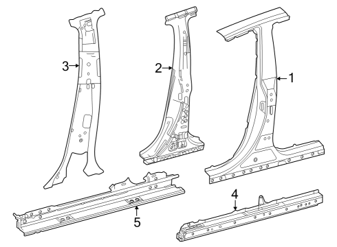 2024 Toyota Grand Highlander Center Pillar Reinforcement, Passenger Side Diagram for 61037-0E130