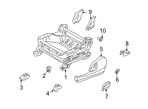 2002 Toyota Prius Cover, Reclining Adjuster Inside, RH Diagram for 71875-47020-B4