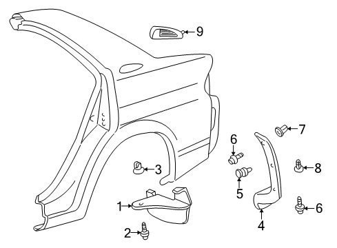 2001 Toyota Prius Exterior Trim - Quarter Panel Diagram