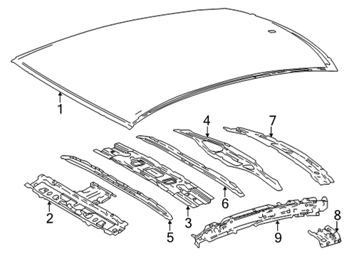 2023 Toyota Mirai Roof & Components Diagram 1 - Thumbnail