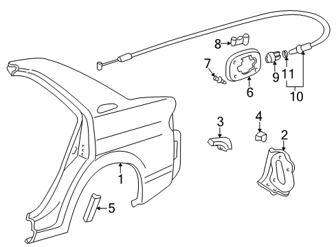 2003 Toyota Prius Lid Assy, Fuel Filler Opening Diagram for 77350-47010