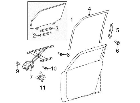 2010 Scion xB Run, Front Door Glass, LH Diagram for 68151-12280