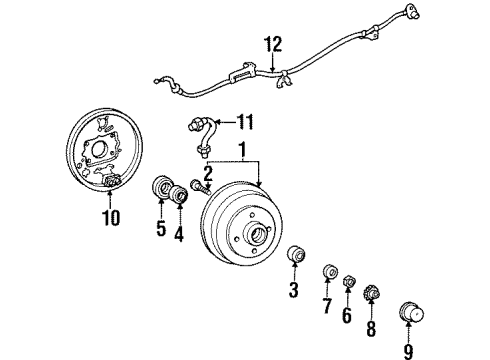 1997 Toyota Paseo Brake Backing Plate Sub-Assembly, Rear Left Diagram for 47044-10070