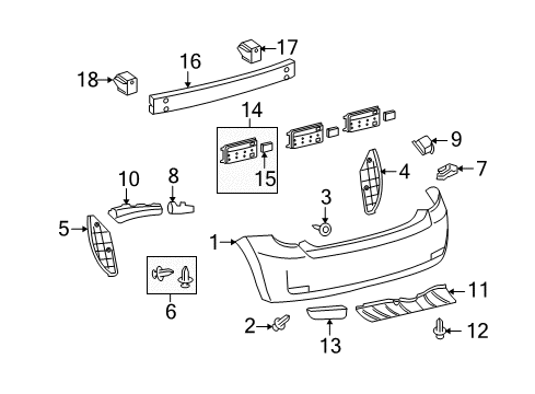 2008 Scion xD Guard Sub-Assy, Rear Bumper Diagram for 52405-52010