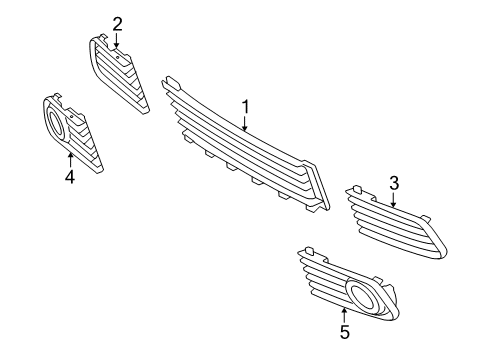 2008 Toyota Prius Grille & Components Diagram