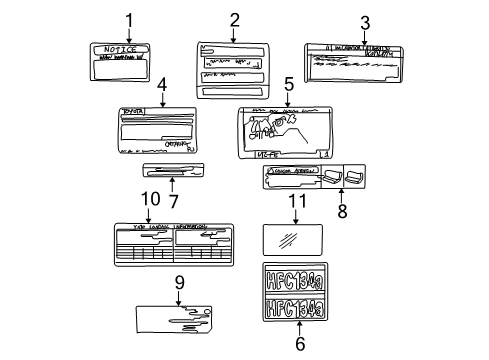 2002 Toyota Solara Information Labels Diagram