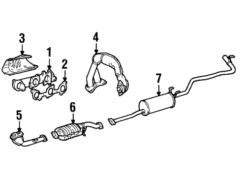 1998 Toyota T100 Front Exhaust Pipe Assembly Diagram for 17410-62140