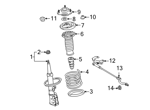 2007 Toyota Matrix Struts & Components - Front Diagram