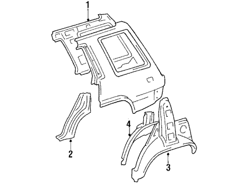 1987 Toyota Tercel Quarter Panel - Inner Components Diagram 1 - Thumbnail