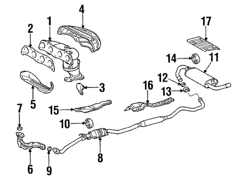 2006 Toyota Matrix Support, Exhaust Pipe Diagram for 17565-0D040