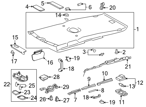 2008 Toyota FJ Cruiser Headlining, Roof Diagram for 63311-35381-B0