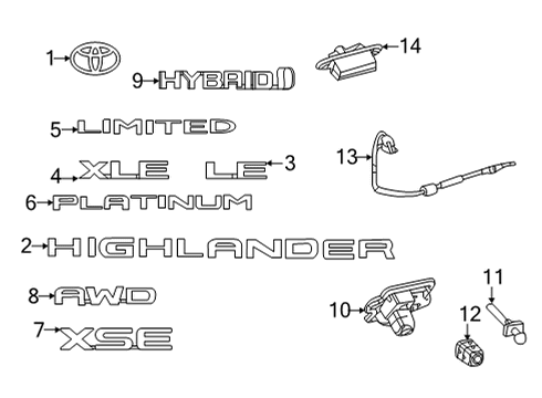 2022 Toyota Highlander Exterior Trim - Lift Gate Diagram