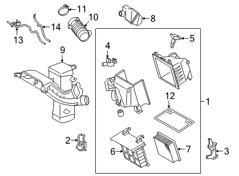 2015 Toyota Sienna Inlet Assembly, Air CLEA Diagram for 17750-0P010