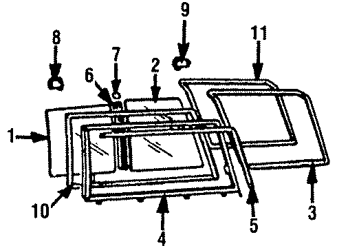 1987 Toyota 4Runner Glass & Hardware - Roof Diagram