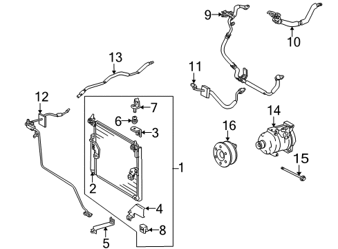 2010 Toyota FJ Cruiser A/C Condenser, Compressor & Lines Diagram