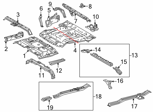 2019 Toyota Sequoia Pan, Rear Floor Diagram for 58311-0C130