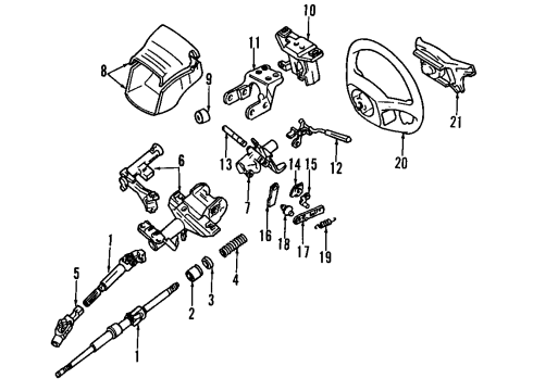 1987 Toyota MR2 Steering Column & Wheel, Steering Gear & Linkage Diagram 2 - Thumbnail