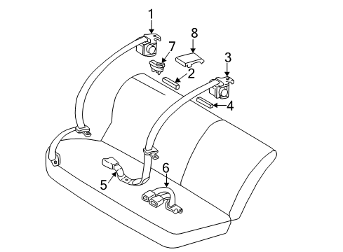 2004 Toyota Corolla Belt Assy, Rear Seat Inner W/Center, LH Diagram for 73480-02140-B1