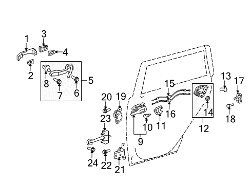 2010 Scion xB Rear Door - Lock & Hardware Diagram