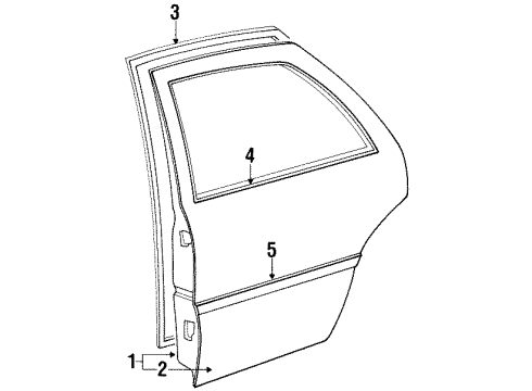 1990 Toyota Corolla Rear Door, Body Diagram