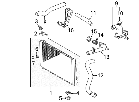 2006 Toyota Sienna Hose, Radiator, Outlet Diagram for 16572-AA021