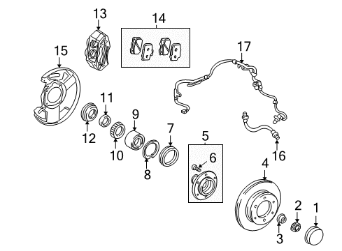 2004 Toyota Sequoia Disc Brake Dust Cover Front Right Diagram for 47703-0C020