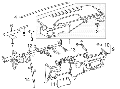 2013 Toyota Prius C Cluster & Switches, Instrument Panel Diagram 1 - Thumbnail