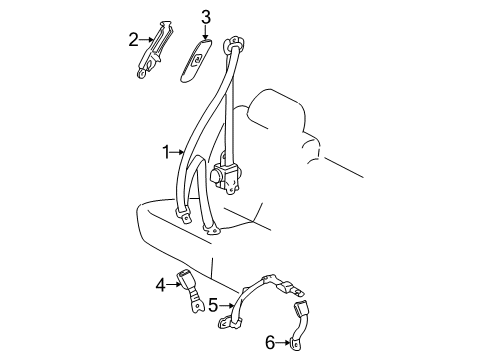 2002 Toyota Avalon Front Seat Belts Diagram 1 - Thumbnail