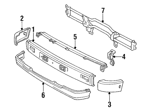 1985 Toyota Pickup Bar Sub-Assy, Front Bumper, Center Diagram for 52066-89101